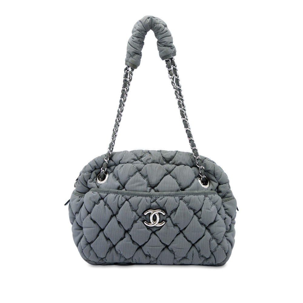 Pre-Loved Chanel Quilted Striped Nylon Bubble Shoulder Bag